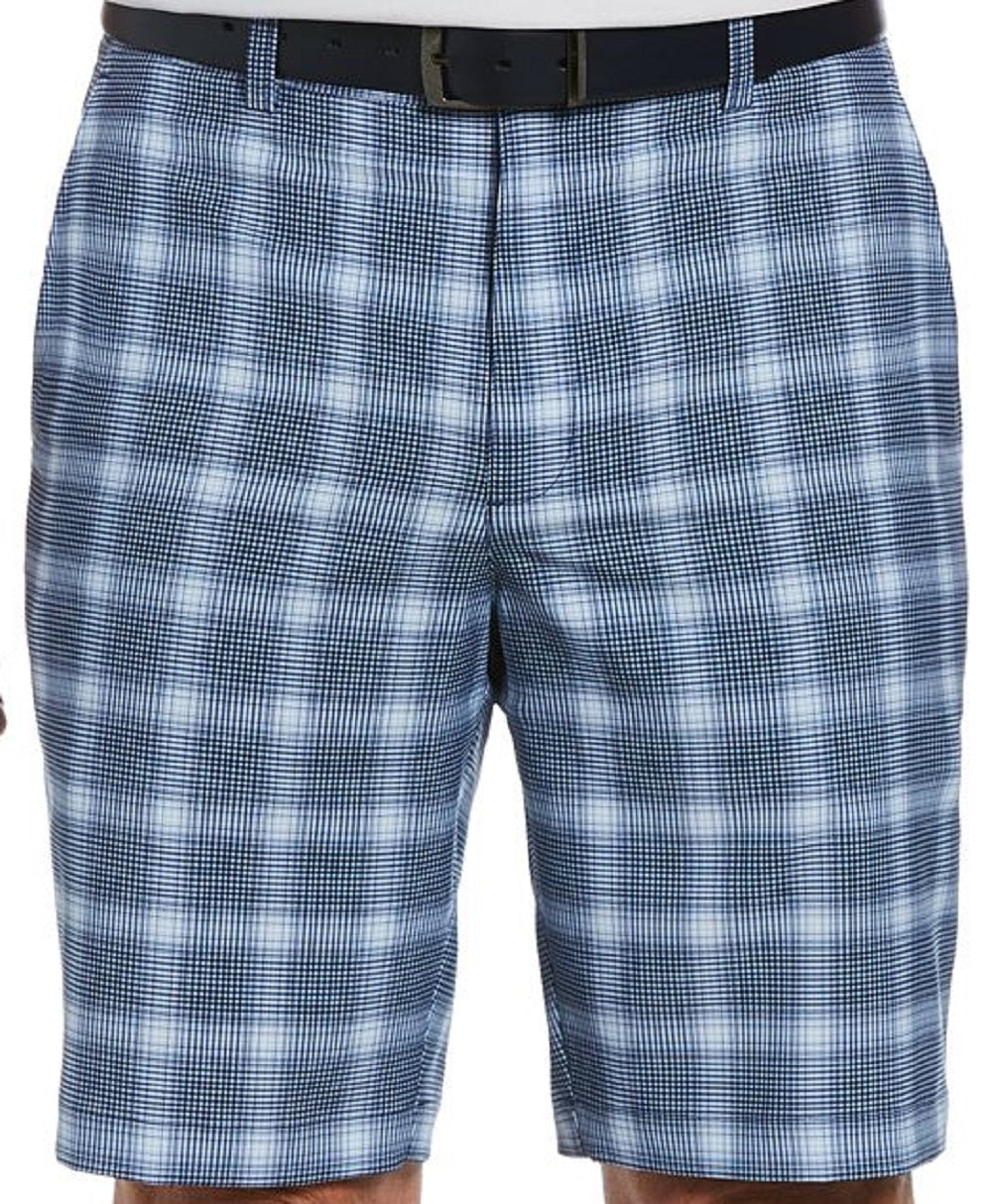 PGA Tour Men's Moisture Wicking Stretch Plaid Golf Shorts Blue Size 34