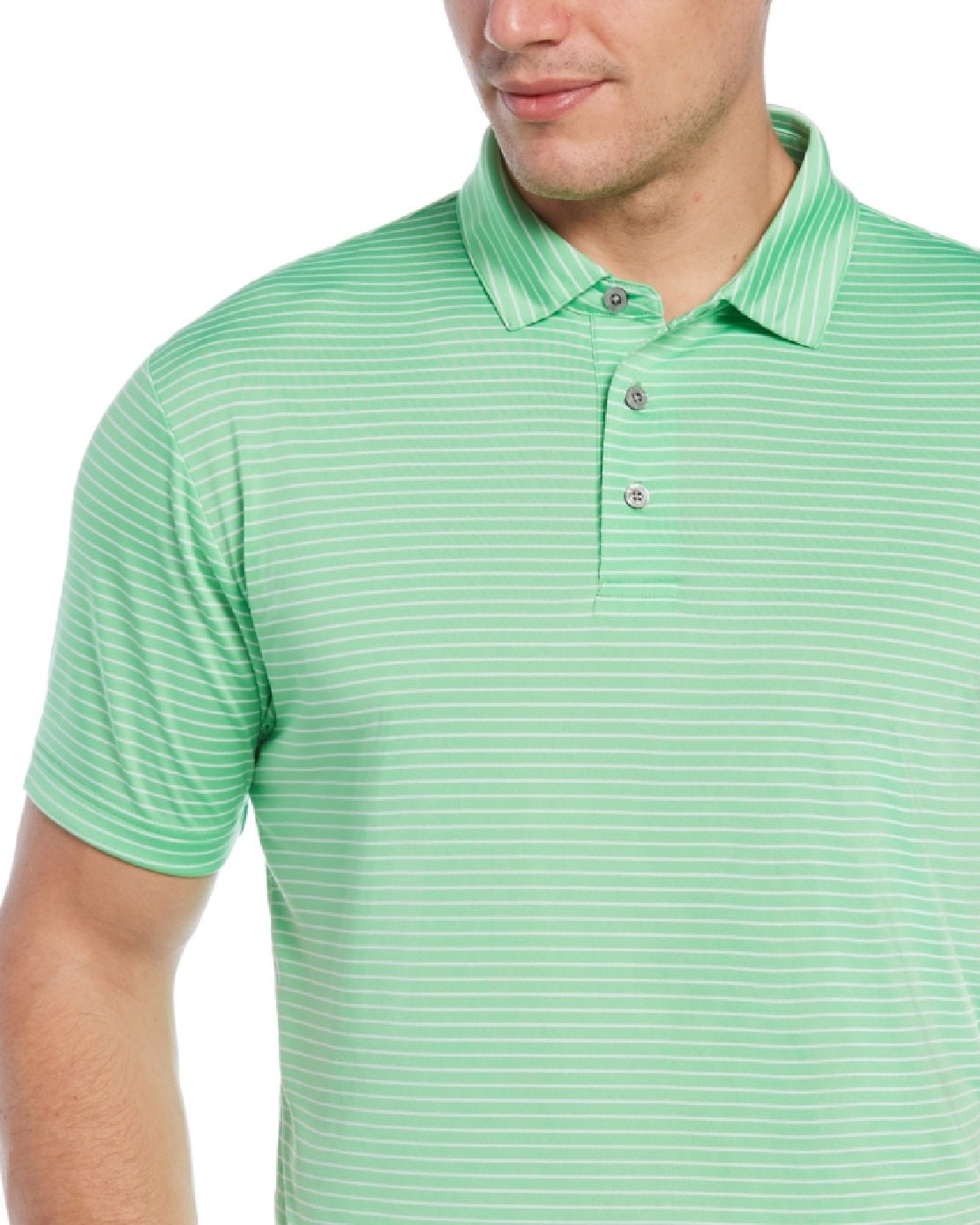 PGA Tour Men's Feeder Stripe Performance Golf Polo Shirt Green Size Small