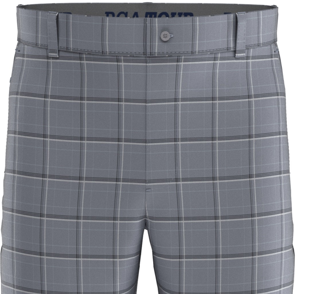 PGA Tour Men's Roadmap Print Plaid Shorts Gray Size 40
