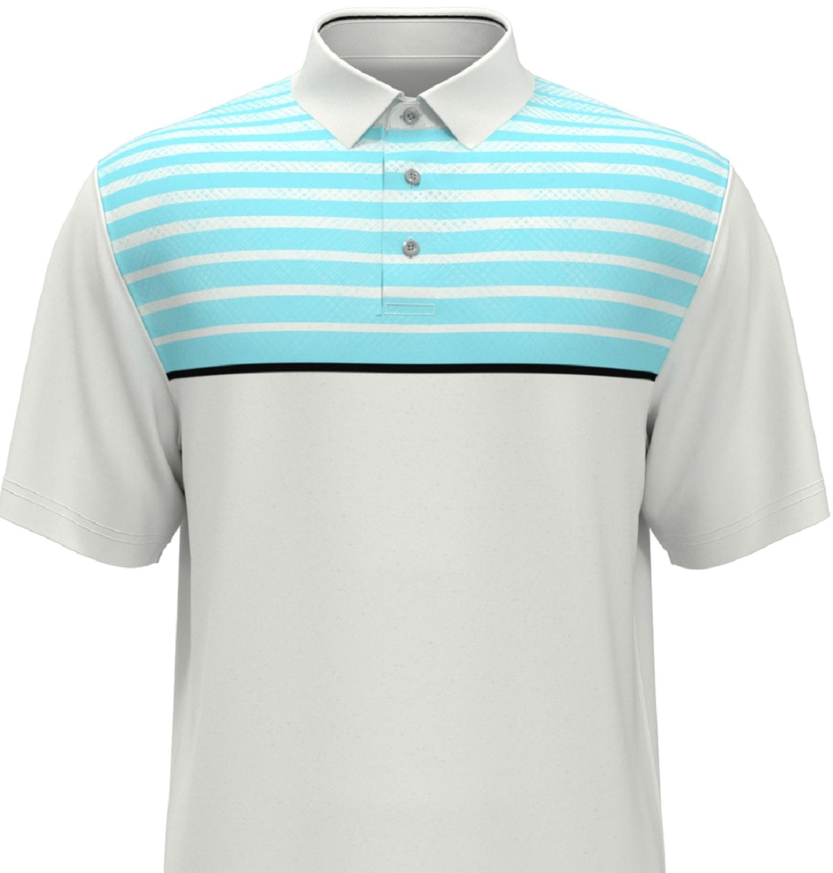 PGA Tour Men's Athletic Fit Geo Stripe Print Performance Golf Polo Shirt White Size X-Large