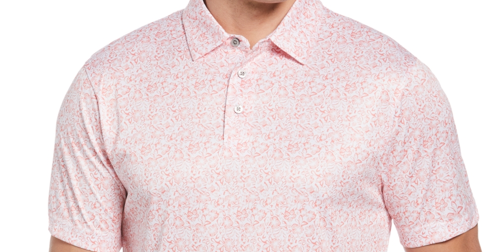 PGA Tour Men's Vacation Floral Print Golf Polo White Size Small