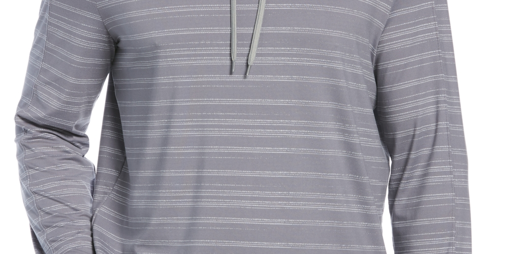 PGA Tour Men's Textured Stripe Performance Golf Hoodie Gray Size Medium