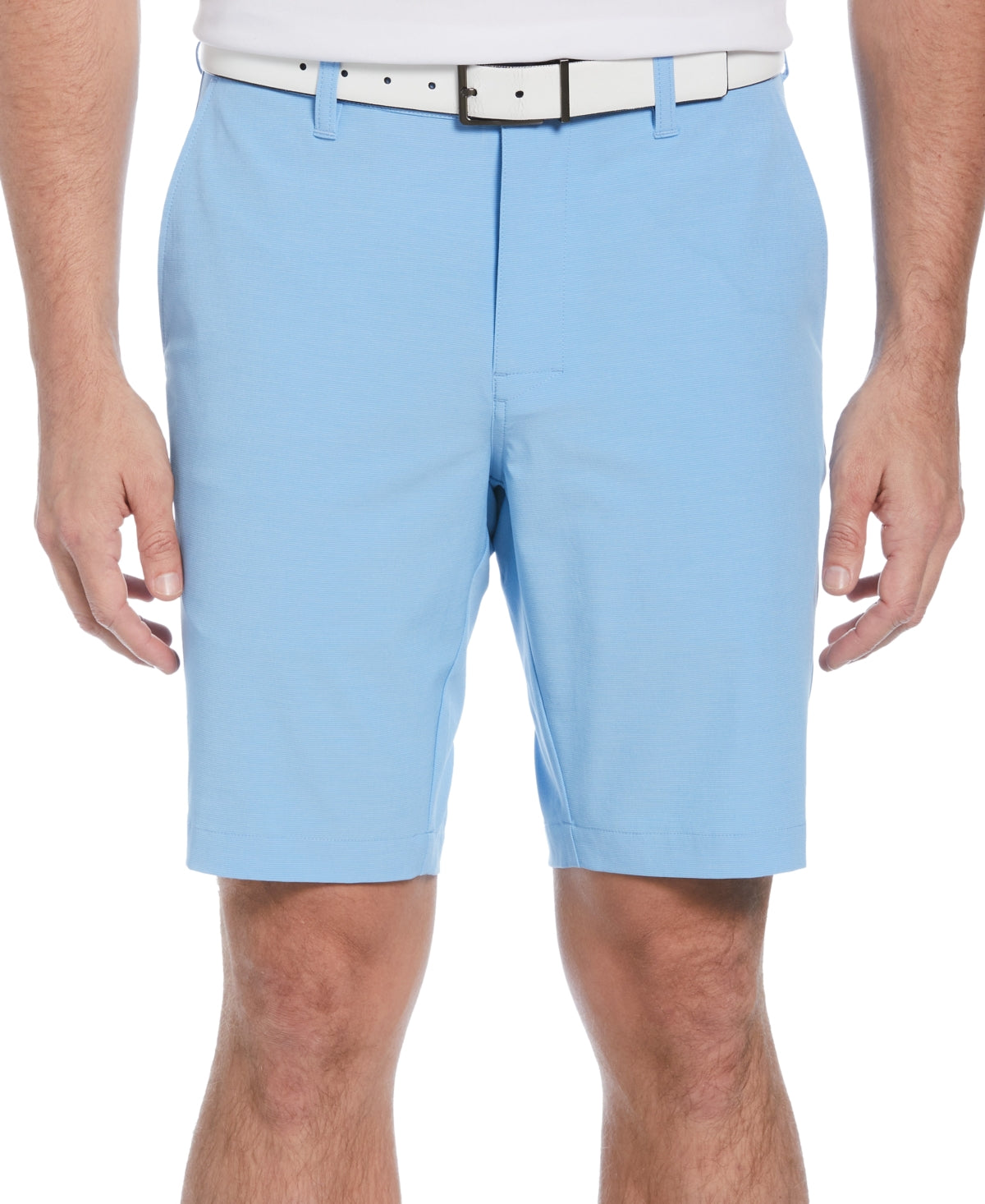 PGA Tour Men's Stretch Flat Front Horizontal Textured Golf Shorts Blue Size 34