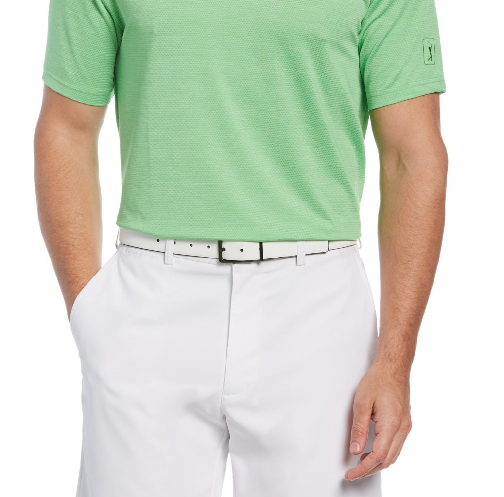 PGA Tour Men's Space Dye Texture Golf Polo Shirt Green Size Small