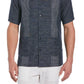 Cubavera Men's Linen Blend Yarn Dye Stripe Guayabera Short Sleeve Shirt Dress Blue Size Large