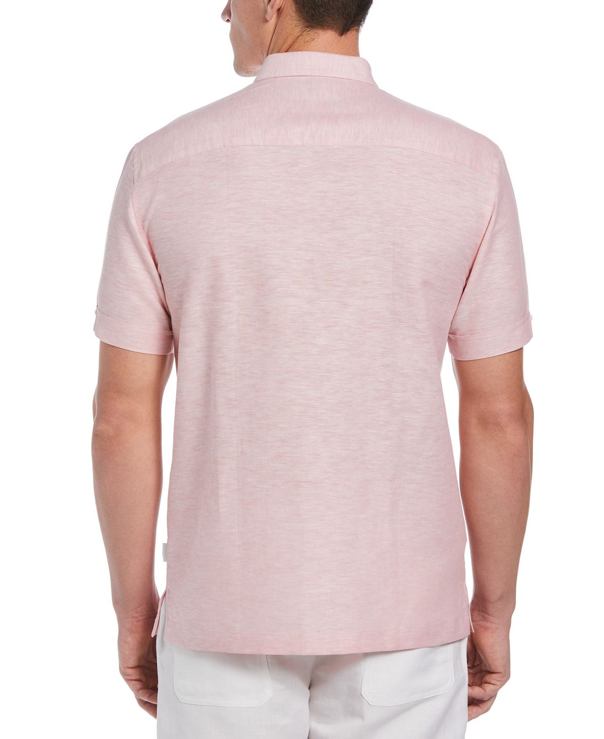 Cubavera Men's Tropical Combo Panel Shirt Pink Size Small