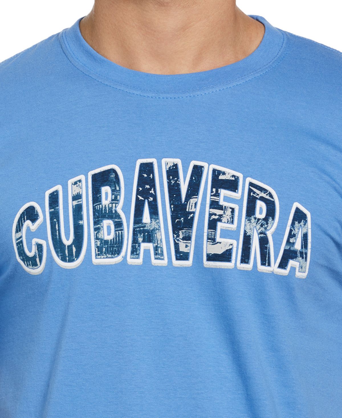 Cubavera पुरुषों की हवाना प्रिंट टी-शर्ट नीला बड़ा साइज़