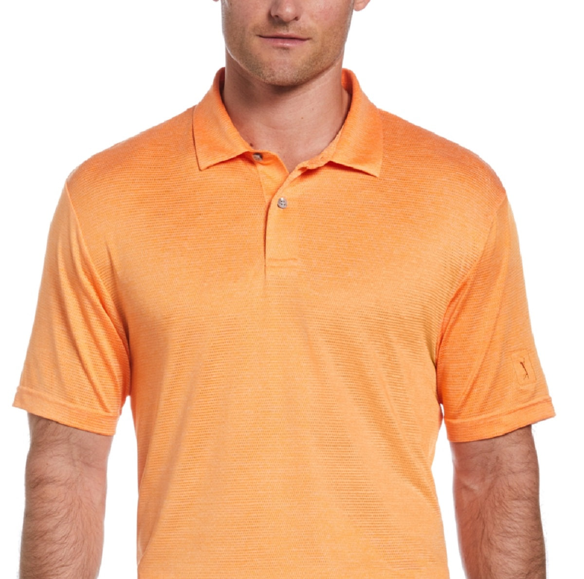 PGA Tour Men's Space Dye Texture Golf Polo Shirt Orange Size Small