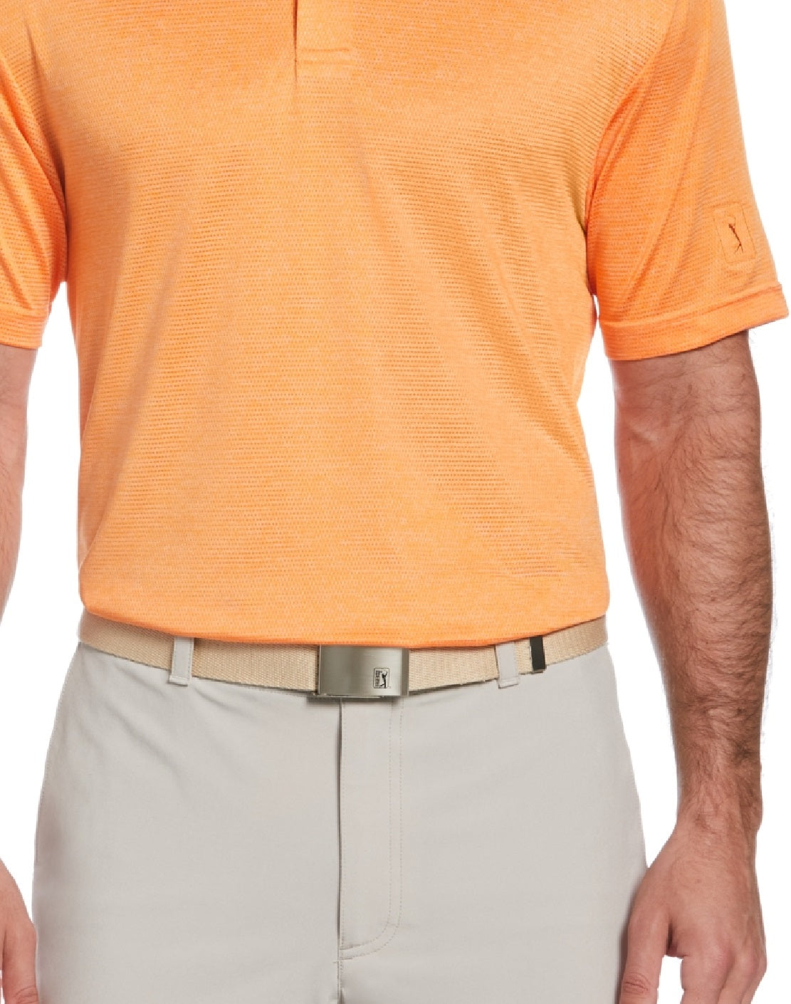 PGA Tour Men's Space Dye Texture Golf Polo Shirt Orange Size X-Large