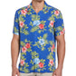 Cubavera Men's Textured Geo Floral Print Shirt Blue Size XX-Large