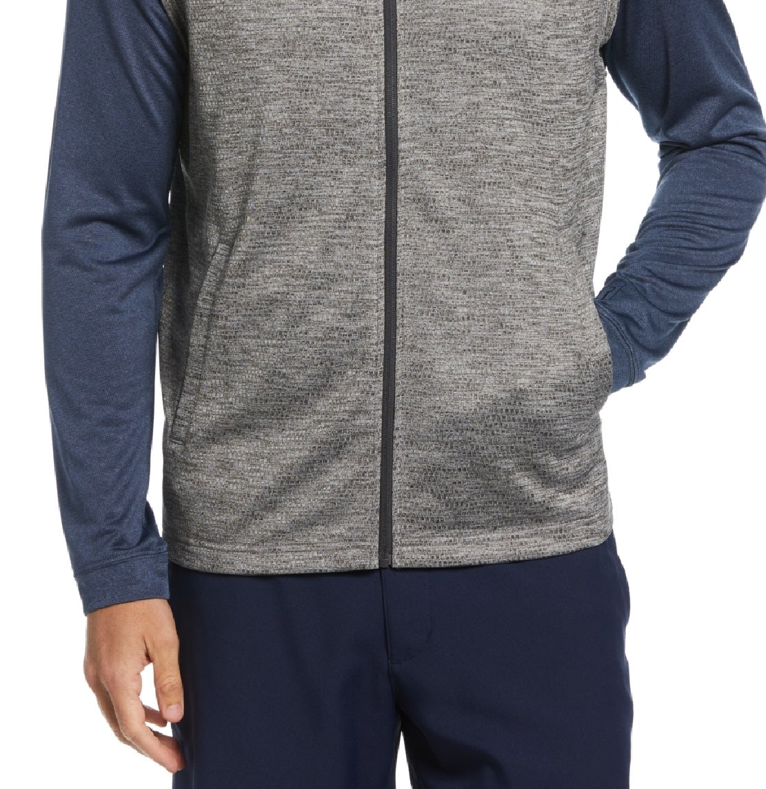 PGA Tour Men's Abstract Textured Full Zip Fleece Golf Vest Gray Size X-Large