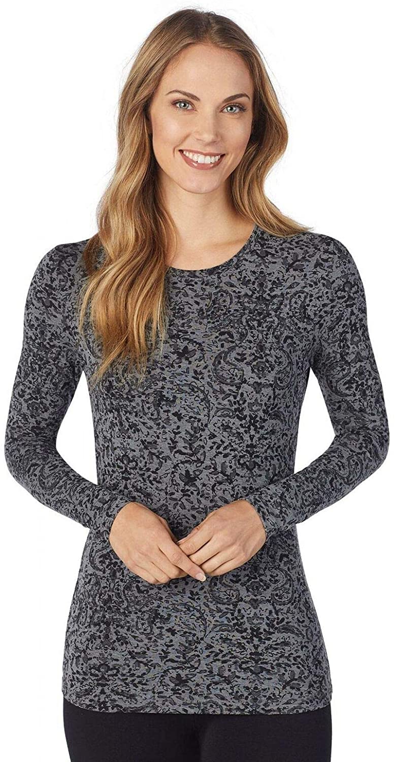 Cuddl Duds Women's Softwear Stretch Long Sleeve Crew Shirt Black Size M