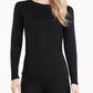 Cuddl Duds Women's Climatesmart Long Sleeve Crewneck Top Black Size Medium