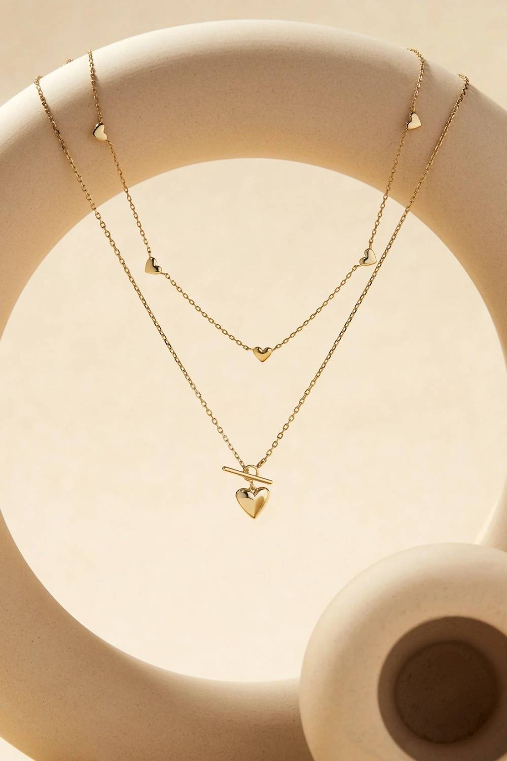 Eklexic - Women's Micro Heart Toggle Pendant Necklace