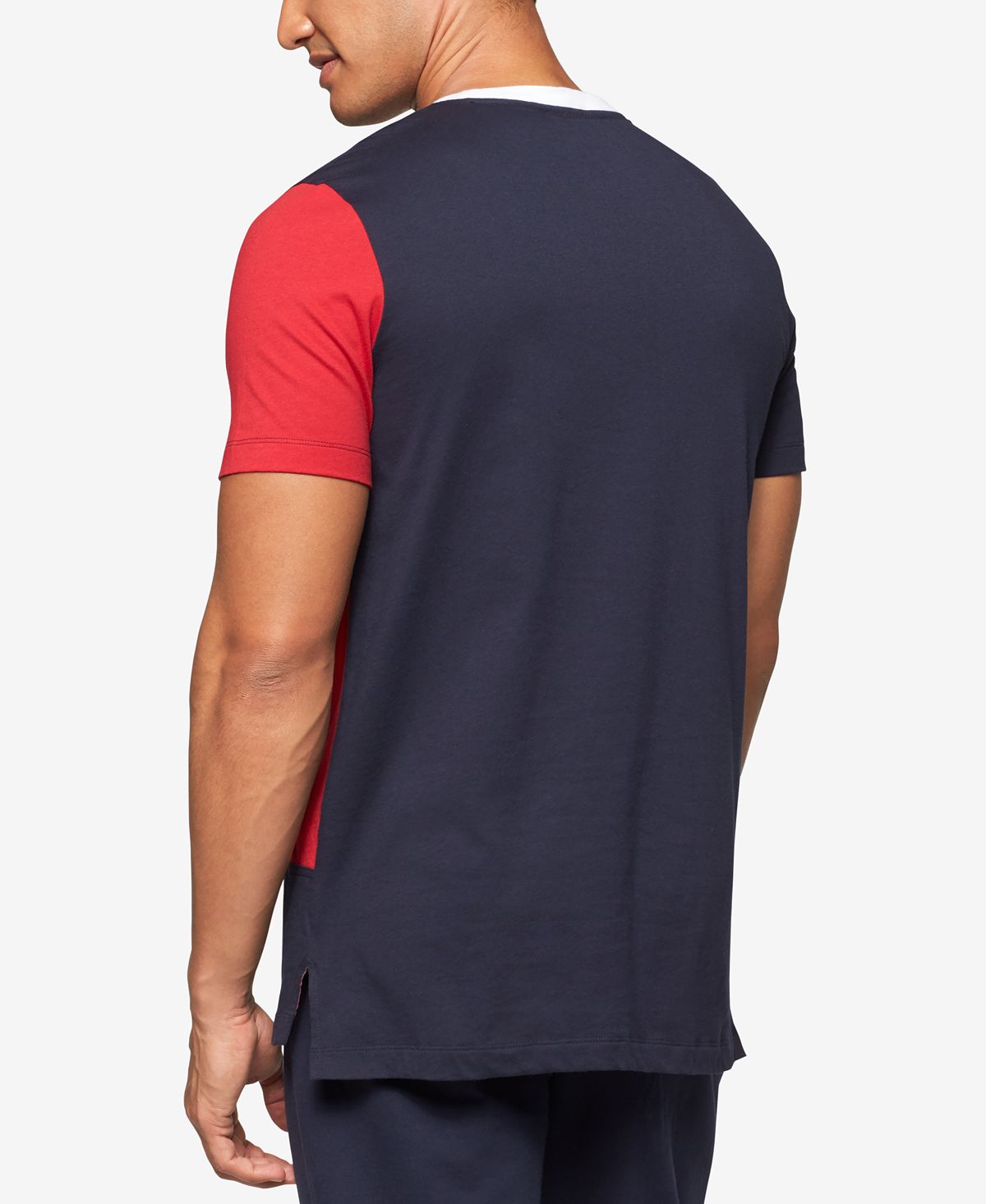 Tommy Hilfiger Men's Modern Essentials Colorblocked Cotton T-Shirt Blue Size Large