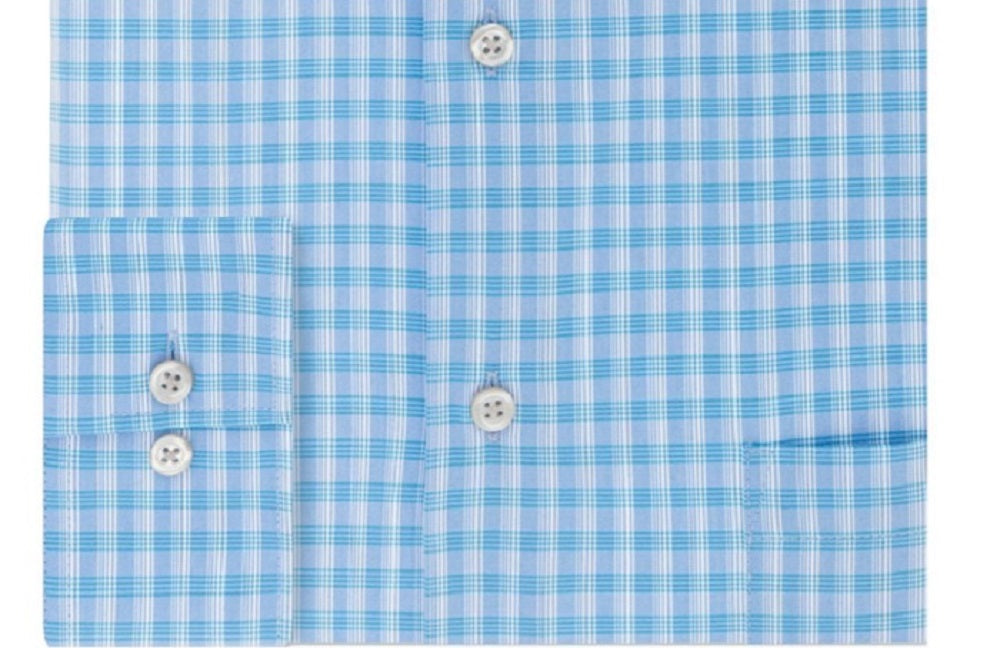 Van Heusen Men's Plaid Regular Fit Dress Shirt Blue Size 2XL