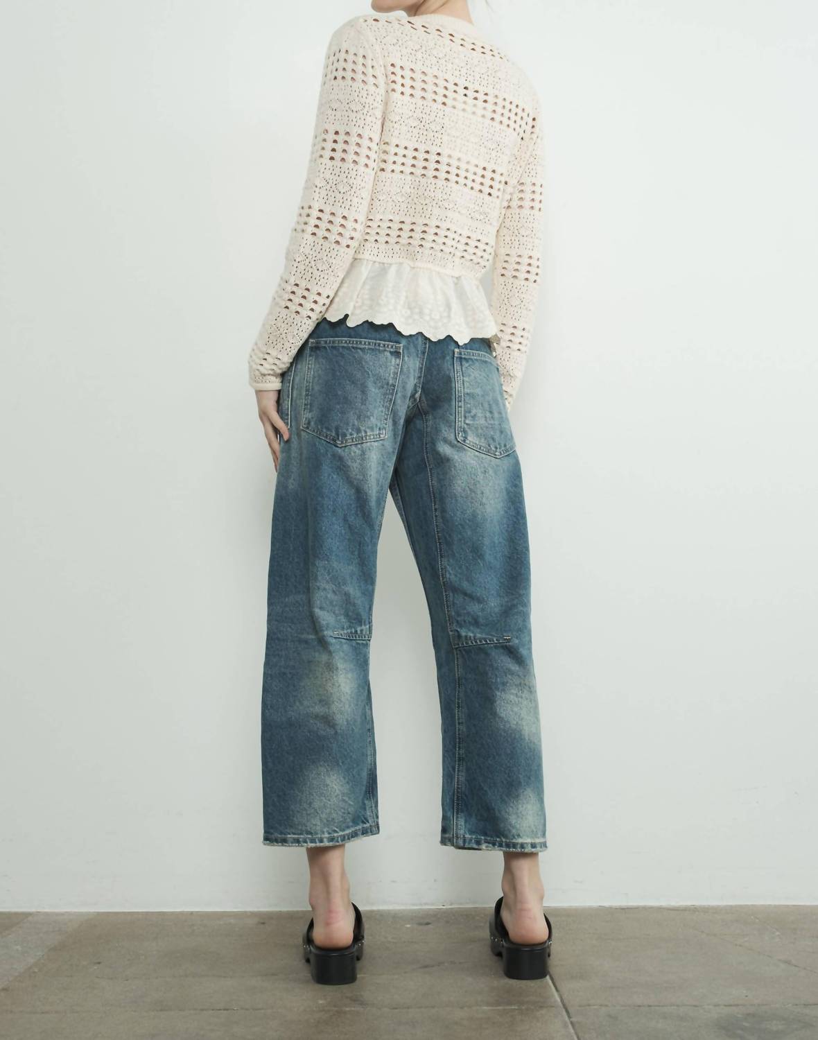 Aaron & Amber - Lace Bottom Pointelle Knit Cardigan