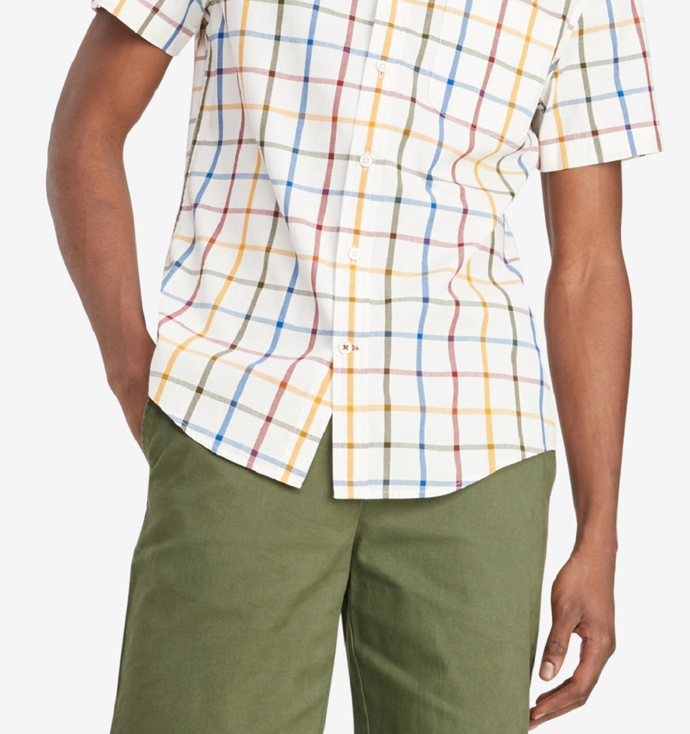 Tommy Hilfiger Men's Hadley Windowpane Shirt White Size Large