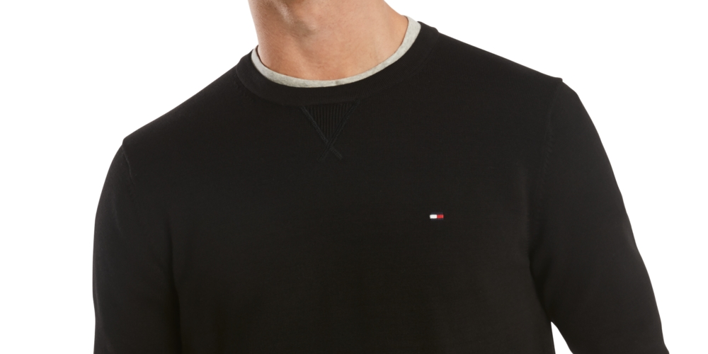 Tommy Hilfiger Men's Signature Solid Crew Neck Sweater Black Size X-Large
