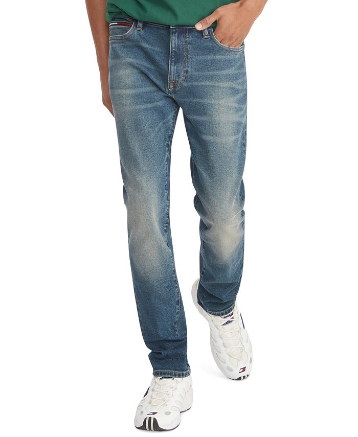 Tommy Hilfiger Men's Th Flex Slim Fit Flannel Brushed Denim Jeans Blue Size 36X34