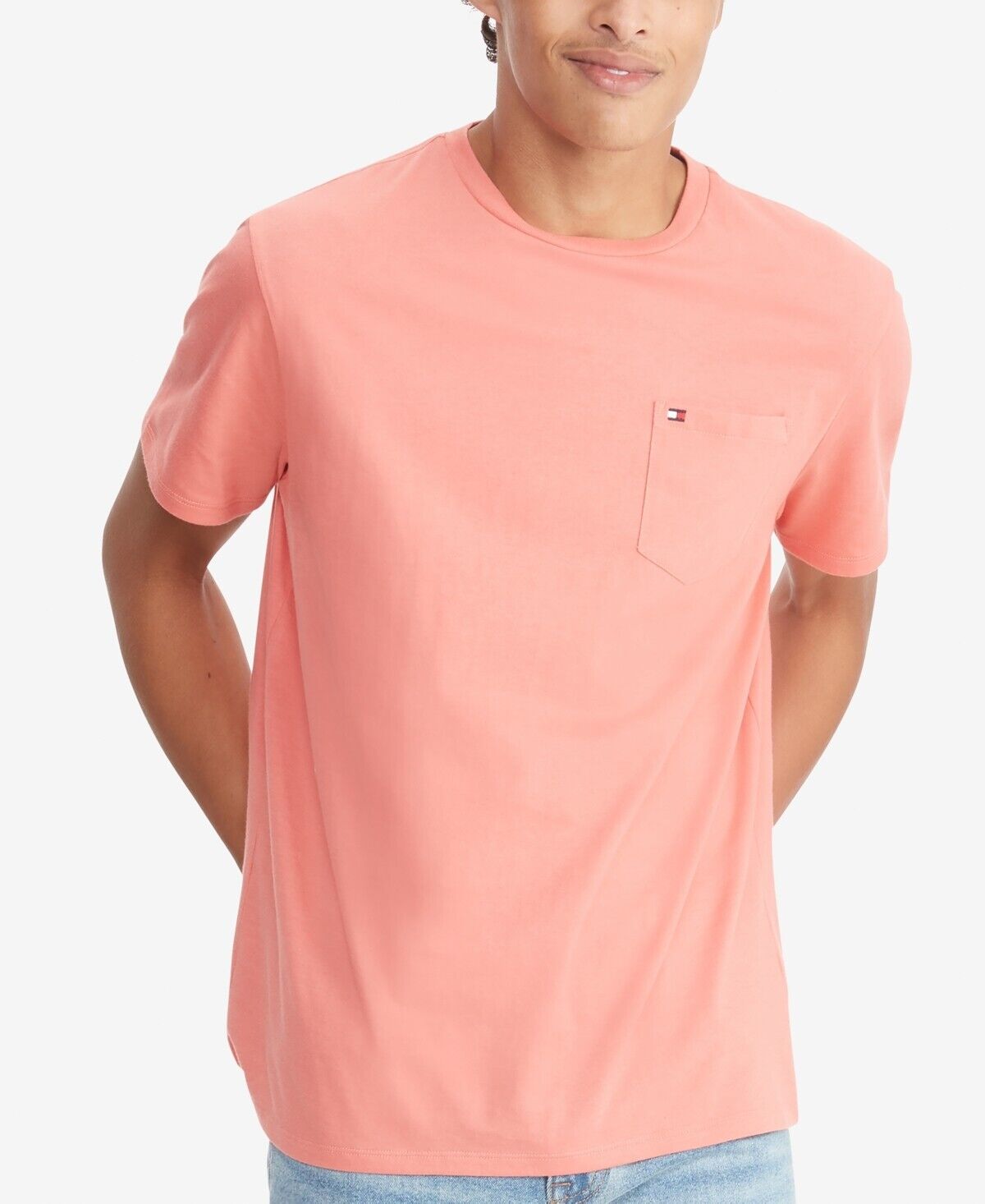 Tommy Hilfiger Men's Tommy Pocket Short Sleeve T-Shirt Pink Size Large