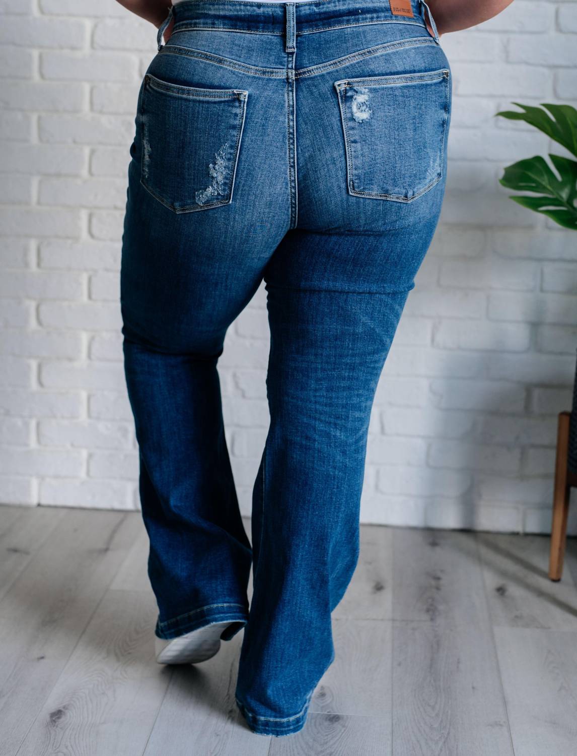 Judy Blue - Midrise Button Fly Trouser Flare With Distressing