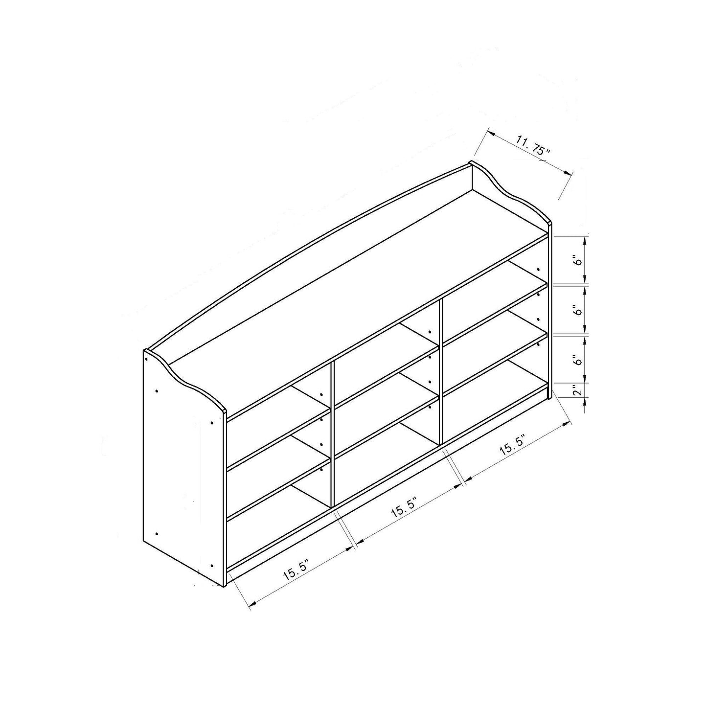 Wooden Shoe Storage Bench with Nine Storage Shelves