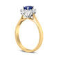 14K Yellow Gold 1/5 Cttw Round Diamond and 6x4mm Oval Blue Tanzanite Halo Ring (H-I Color, I1-I2 Clarity) - Size 7.75