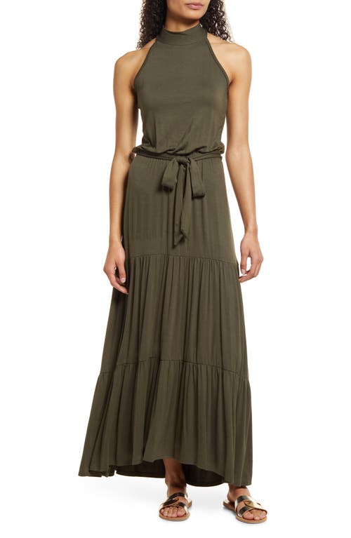 loveappella-olive-tiered-halter-maxi-dress-large