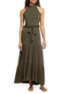 loveappella-olive-tiered-halter-maxi-dress-large