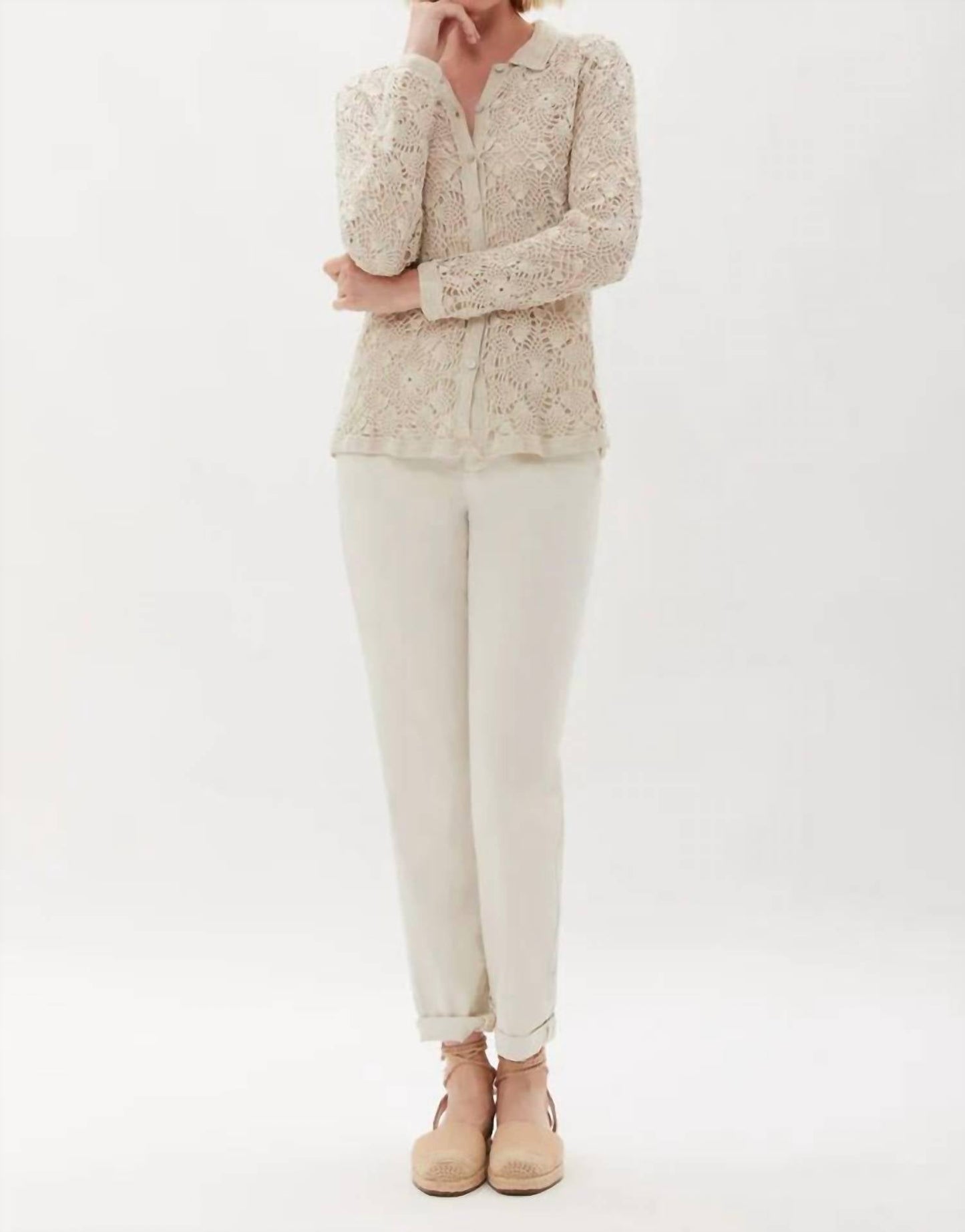 Ecru - Mitchell Roll Cuff Chino Pant