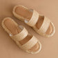 Oasis Society - Women Marley Basket Woven Double Strap Platform Slide