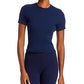 Donni Ribbed Jersey Crew Tee Navy