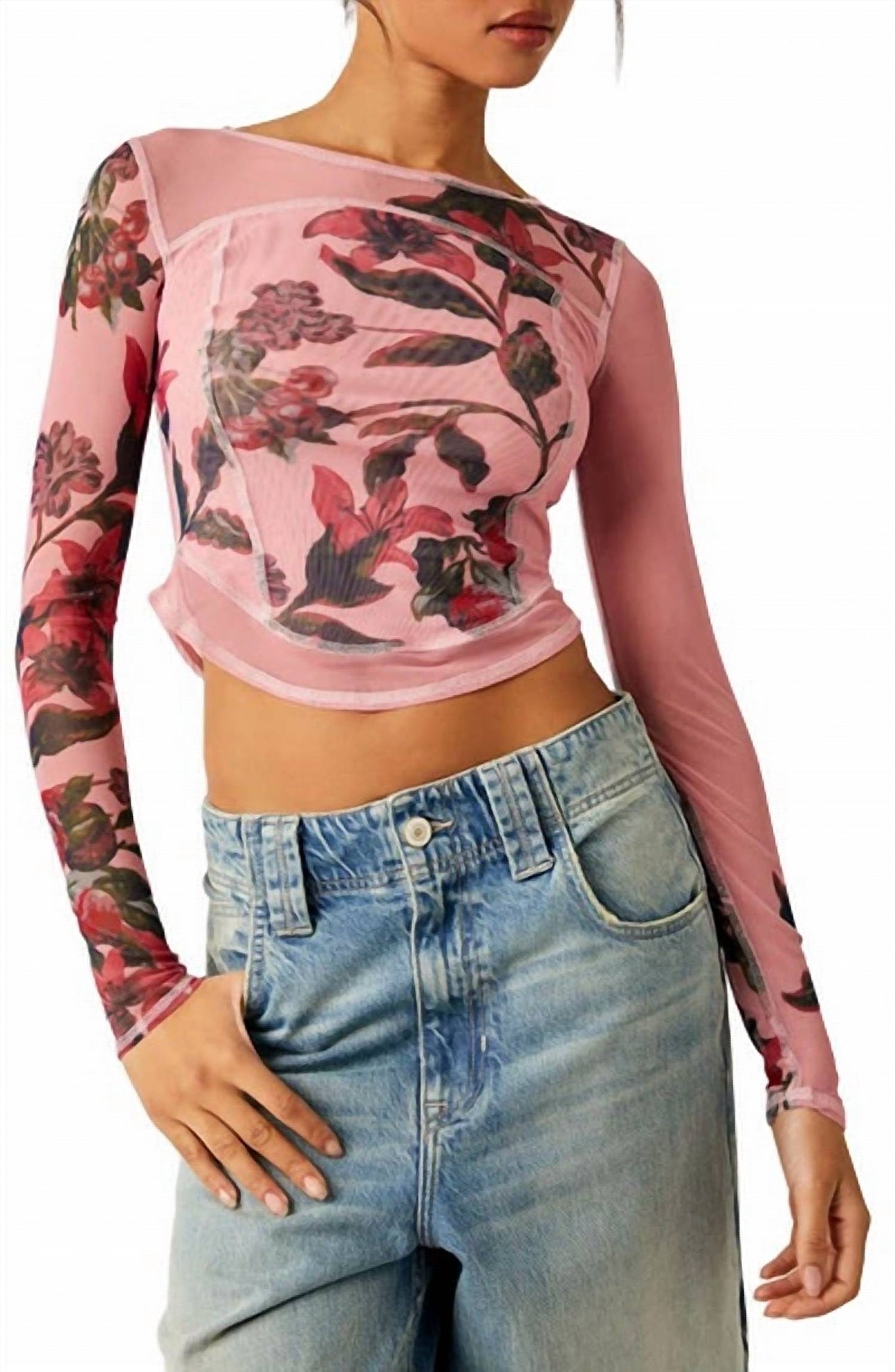 Free People - Bettys Garden Flrl Mesh Top