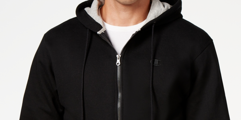 Champion Men's Powerblend Fleece Zip Hoodie Black Size M