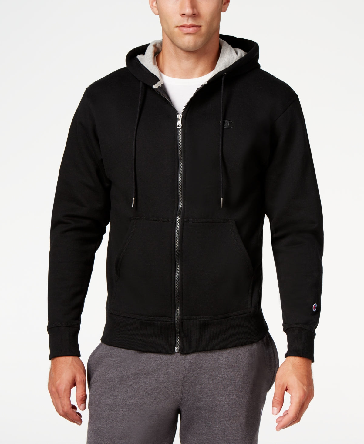 Champion Men's Powerblend Fleece Zip Hoodie Black Size X-Large