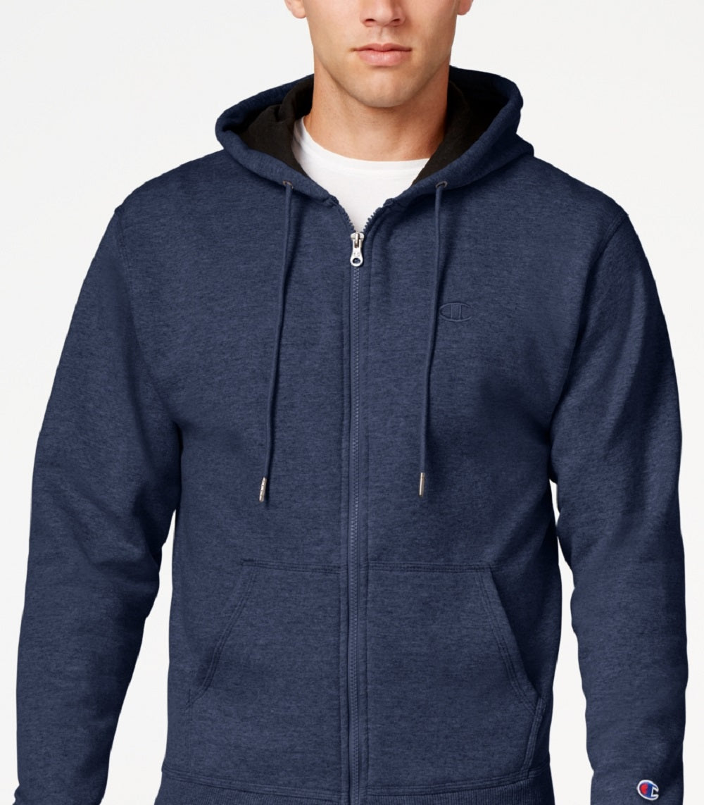 Champion Men's Powerblend Fleece Zip Hoodie Blue Size Small
