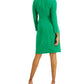 Kasper Women's Colorblocked Faux Wrap Sheath Dress Green Size Small