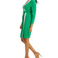 Kasper Women's Colorblocked Faux Wrap Sheath Dress Green Size Small
