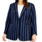 Anne Klein Women's Plus Suit Separate Office Wear One Button Blazer Blue Size 22W