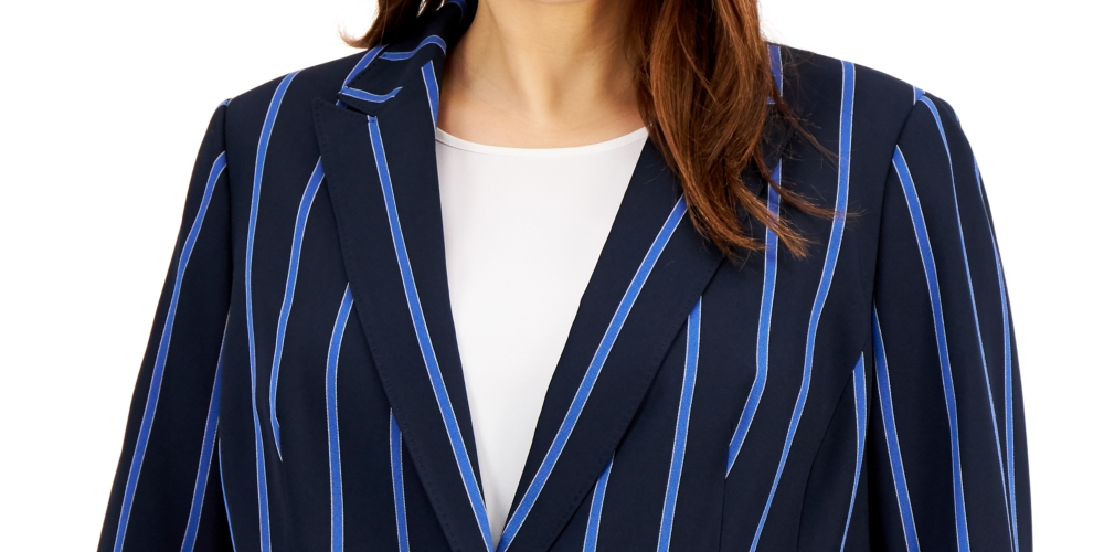 Anne Klein Women's Plus Suit Separate Office Wear One Button Blazer Blue Size 22W