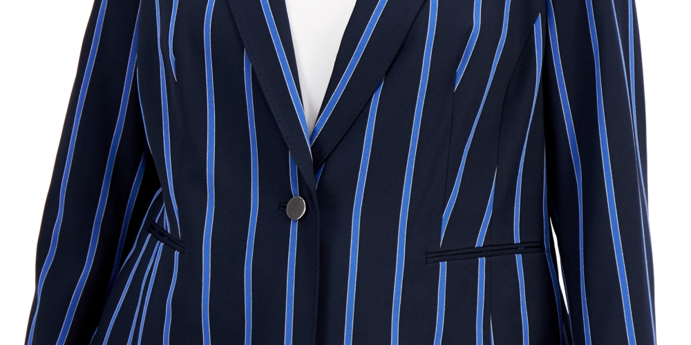 Anne Klein Women's Plus Suit Separate Office Wear One Button Blazer Blue Size 22W