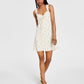 Bar III Women's Floral Print Mini Shift Dress White Size Medium