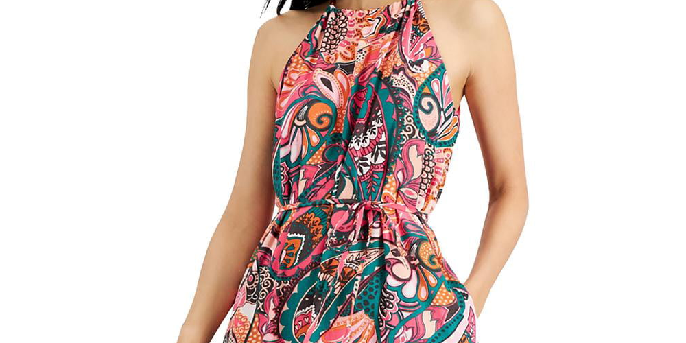 INC International Concepts Women's Printed Tired Maxi Dress Pink Size 4