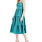 INC International Concept Women's Smocked Calf Midi Dress Green Size 8