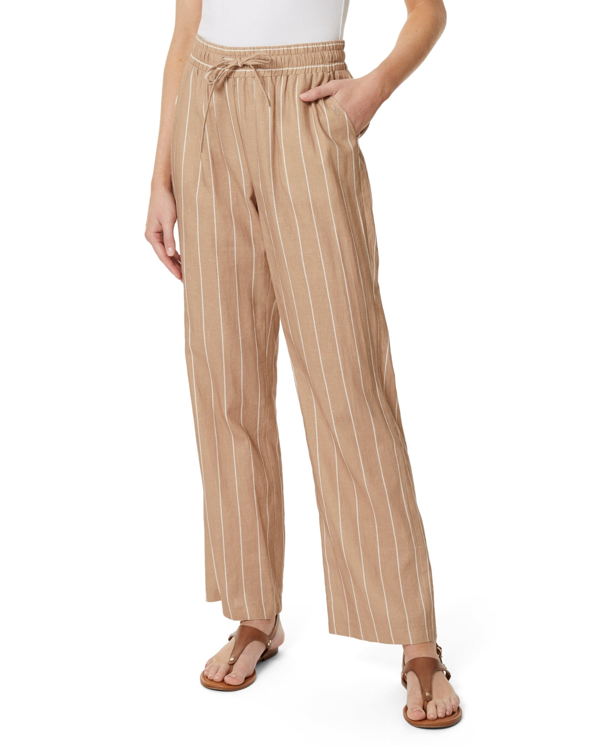 Jones New York Women's Pull On Drawstring Slash Pocket Trouser Pants Brown Size Small