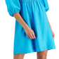 Bar III Women's Puff Sleeve Smocked Dress Blue Size Small