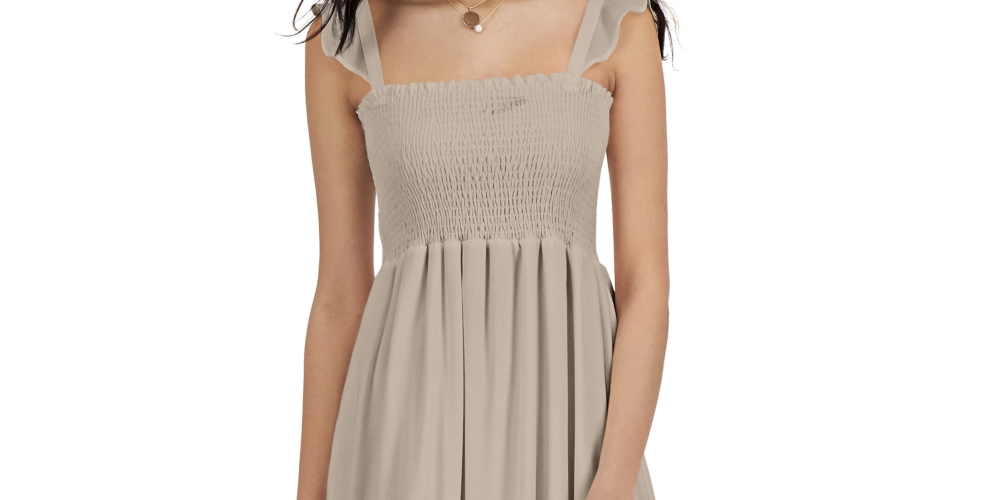 INC International Concepts Women's Smocked Ruffled Dress Brown Size 10