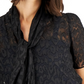 Anne Klein Women's Cheetah Jacquard Tie Neck Blouse Black Size 14
