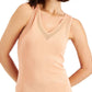 Anne Klein Women's V Neck Knit Tank Top Brown Size Large